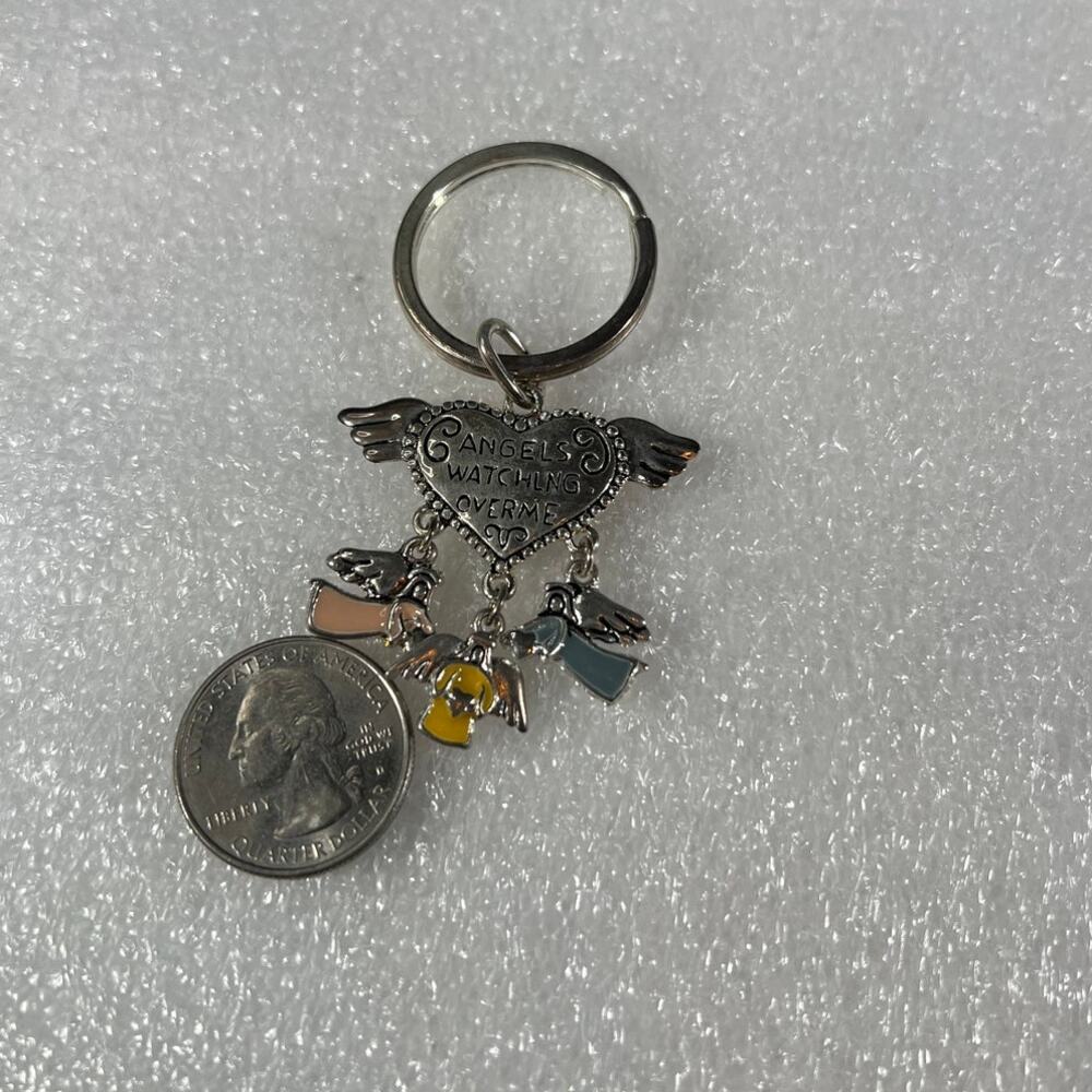 Deadstock Silver Tone Angels Spiritual Guardian Angels Watching Over Me Keychain - Picture 11 of 12